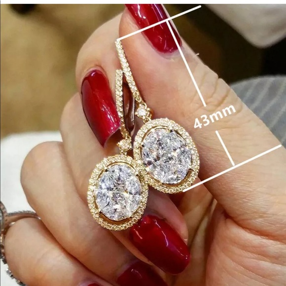 Gold Diamond Drop Earrings - Picture 4 of 5